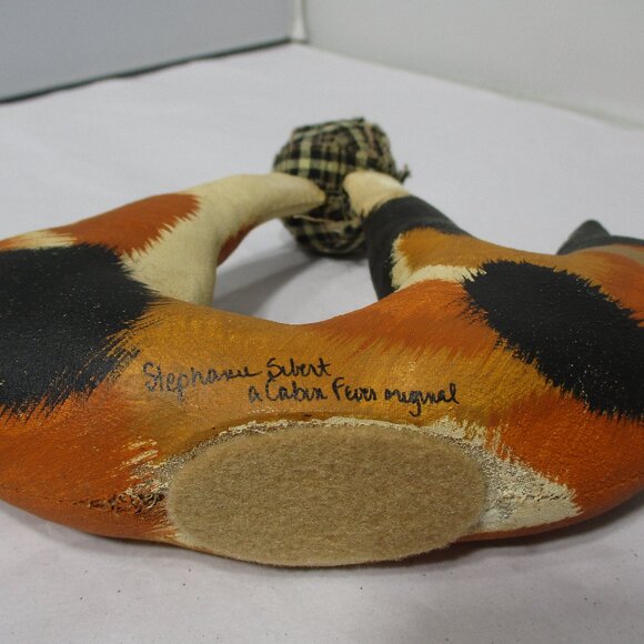 Stuffed Painted Folk Art Calico Cat Kitten Kitty Playing with Ball - Picture 6 of 8